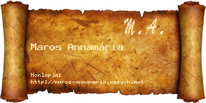 Maros Annamária névjegykártya